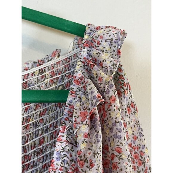 Retro Floral Top 5x Pink Feminine Crop Ruffle Boho Dainty Western 80s Chic Indie - Picture 9 of 12